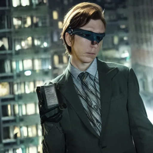 Image similar to film still of Paul Dano as Riddler in a new Batman movie