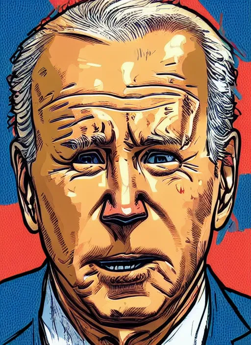 Image similar to highly detailed delirium face portrait of joe biden by petros afshar, tom whalen, laurie greasley, war face by greg rutkowski