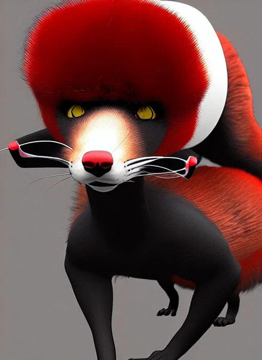 Image similar to furry - male - red - black - weasel - detective - fursona, ray tracing, photorealistic, trending on weasyl