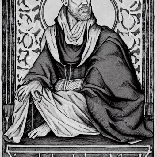 Prompt: michael stipe as a medieval monk