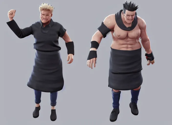 Prompt: 3 d model of gordon ramsay character in fighting game, stylized 3 d graphics, hdr, ultra graphics, ray tracing, 4 k image