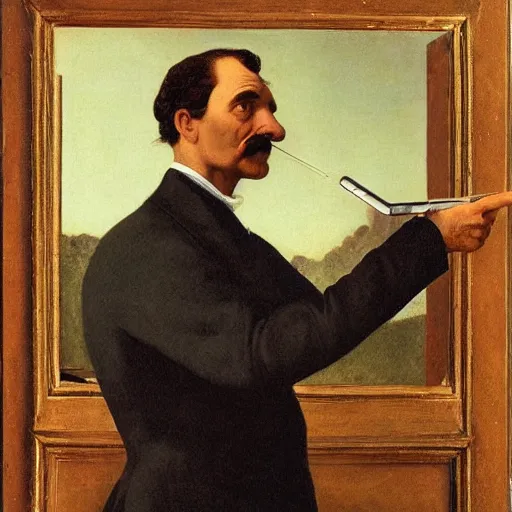 Image similar to Luigi doing selfie, artwork by Franz Sedlacek,