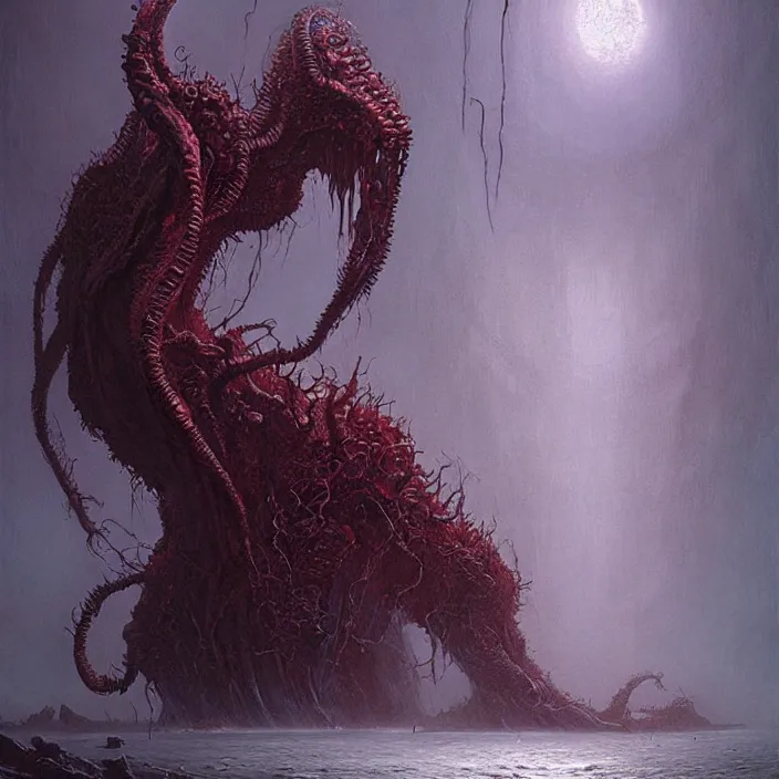 Prompt: 4k eldritch horror monster, art by greg rutkowski, art by zdzisław Beksiński