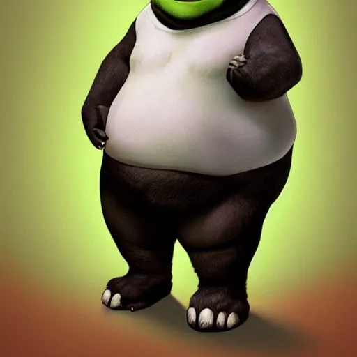 Image similar to Full body portrait of Panda Shrek, disney , trending on artstation, trendy on 9gag funny