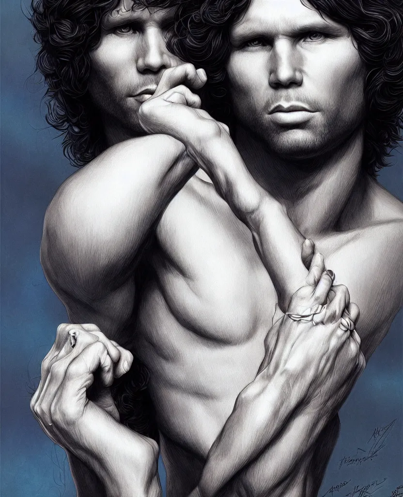 Prompt: jim morrison, a biologic man 4 1 6 0 by artgerm and ernt haeckel trending on artstation