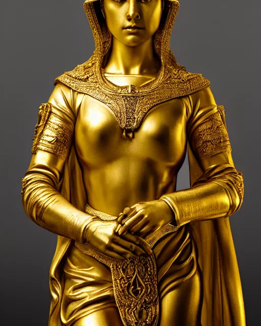 Image similar to marble statue portrait of woman in shining golden armor, high production value, intricate details, high resolution, hdr, high definition, masterpiece, realistic, ultrarealistic, highly detailed, hd, sharp focus, non blurry, sharp, smooth