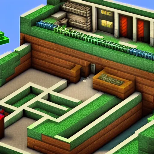 Image similar to the most aesthetically pleasing Minecraft fallout shelter, rtx on, high resolution, gaming