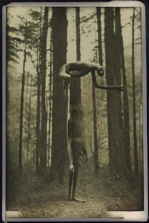 Prompt: man made of forest, surreal, 1 9 1 0 polaroid photo