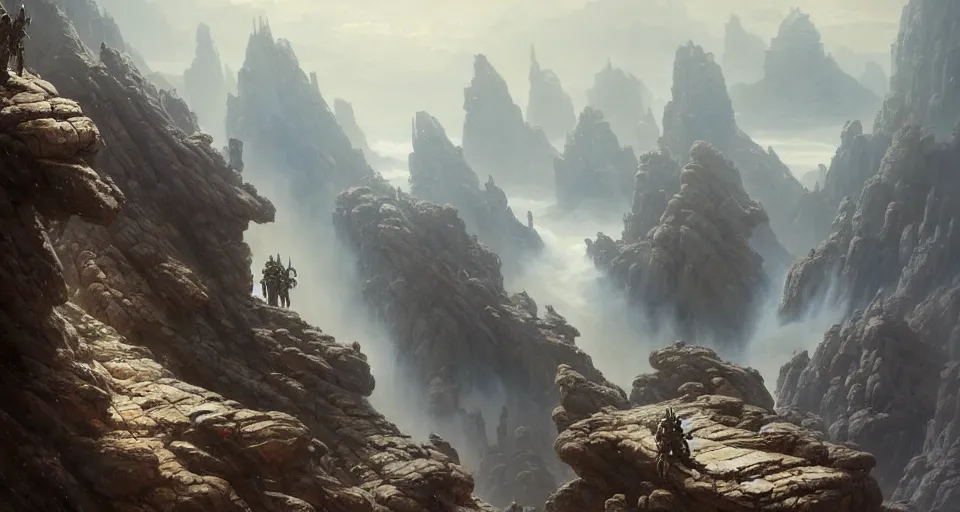 Image similar to hyper realistic sci - fi matte concept art painting of mecha on a cliff overlooking a raging battle, beautiful details, strong composition painted by kim jung guweta studio rutkowski, james gurney and greg rutkowski, and lucasfilm, smooth, intricate, detailed, sharp focus, cinematic