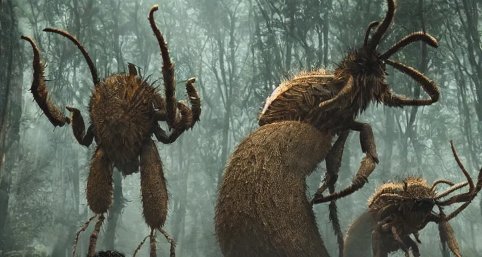 Prompt: film still of a movie about giants insects directed by Denis Villeneuve