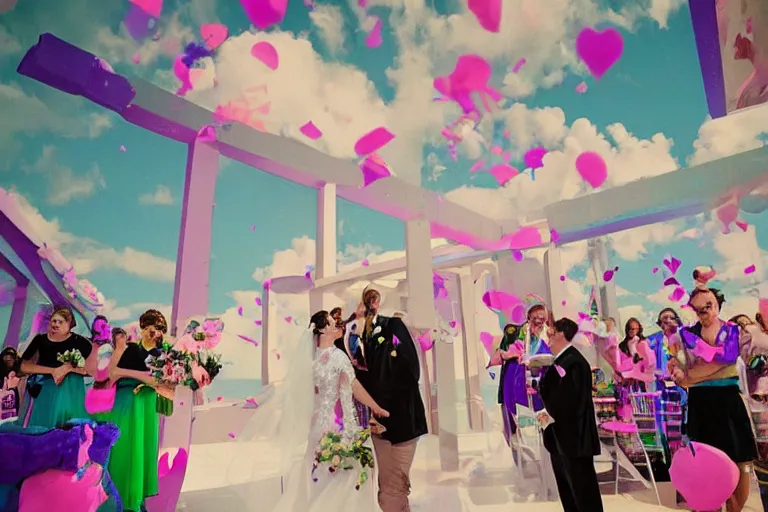 Image similar to microsoft windows 9 5 wedding, vaporwave