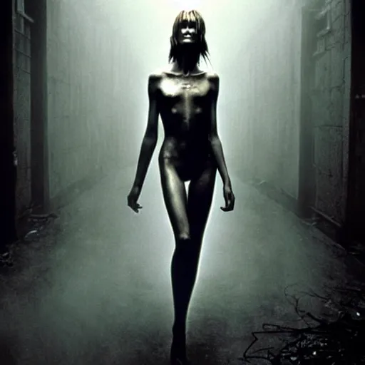 Image similar to supermodel in silent hill, steven meisel photography