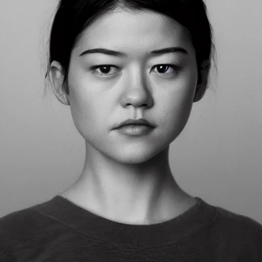 Image similar to a masterpiece portrait photo of a beautiful young woman who looks like an asian mary elizabeth winstead, symmetrical face