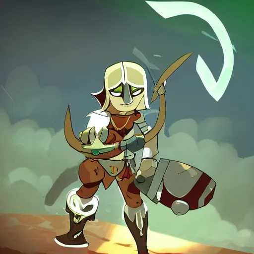Image similar to man in armour, style of wakfu