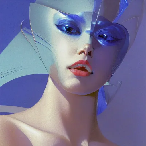 Prompt: a chrome woman's face in flowing sheets of cobalt blue gold chrome silver satin foil, by moebius syd mead roger dean wojciech siudmak donato giancola syd brak yoshitaka amano ivan aivazovsky jan de heem pieter claesz paul delaroche aelbert cuyp alma tadema, hyperrealistic volumetric light render