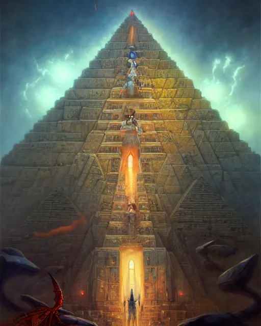 Prompt: inside a small pyramid made of pyramids and eyes fantasy character portrait, ultra realistic, wide angle, intricate details, blade runner artifacts, highly detailed by peter mohrbacher, boris vallejo, hajime sorayama aaron horkey, gaston bussiere, craig mullins