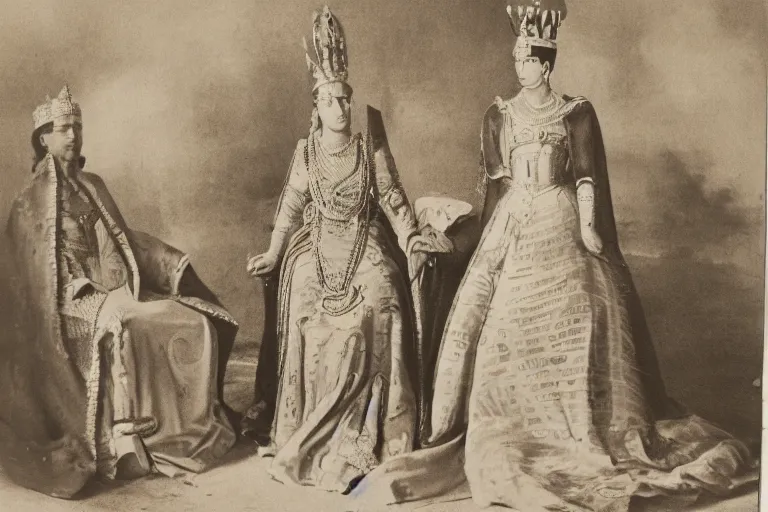 Image similar to female king in full regalia with her wife