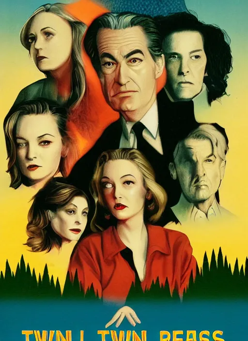 Image similar to twin peaks movie poster art by bill schmidt