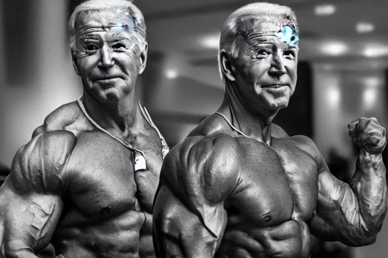 Image similar to Joe Biden as a bodybuilder, digital art, 8k, UHD