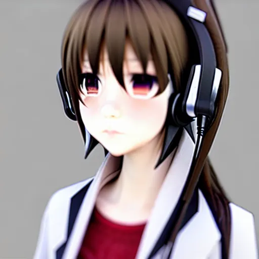 Prompt: squareenix style 3d anime girl wearing headphone listening to amplifier trending on pixiv skeb artstation photo portrait kantoku style