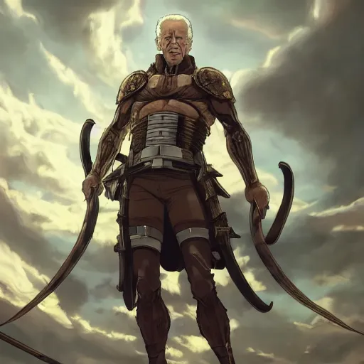 Prompt: Joe Biden as a Titan in Attack on Titan D&D, intricate, elegant, highly detailed, digital painting, artstation, concept art, smooth, sharp focus, illustration, art by artgerm and greg rutkowski and alphonse mucha