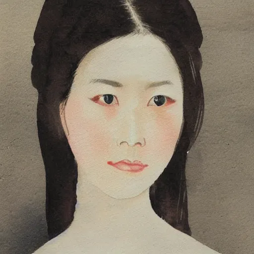 Prompt: female portrait, chinese watercolor