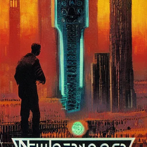 Prompt: neuromancer, painted by howard lyon