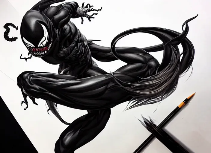 Image similar to artwork of venom by artgerm