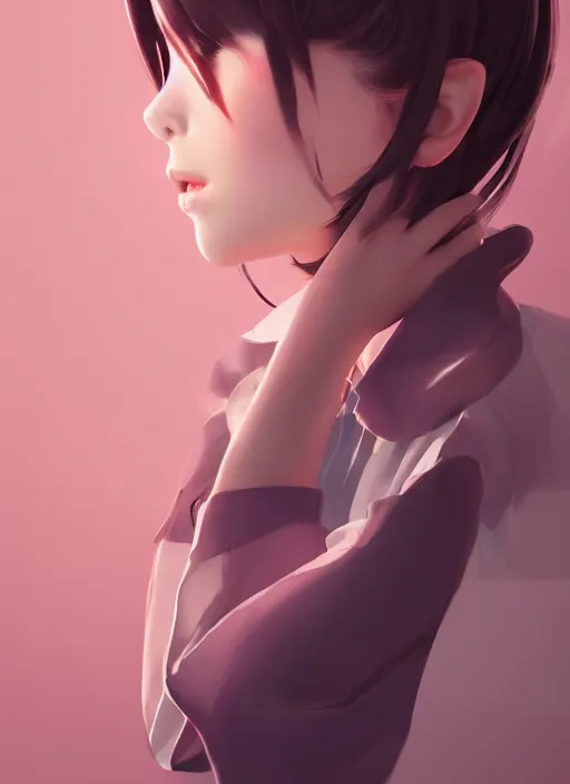 Prompt: gorgeous feminine Japanese schoolgirl, elaborate polished, trending on ArtStation, by WLOP, Ilya Kuvshinov, sublime-classy-dignified ambience, 16k, sharp focus, volumetric lighting