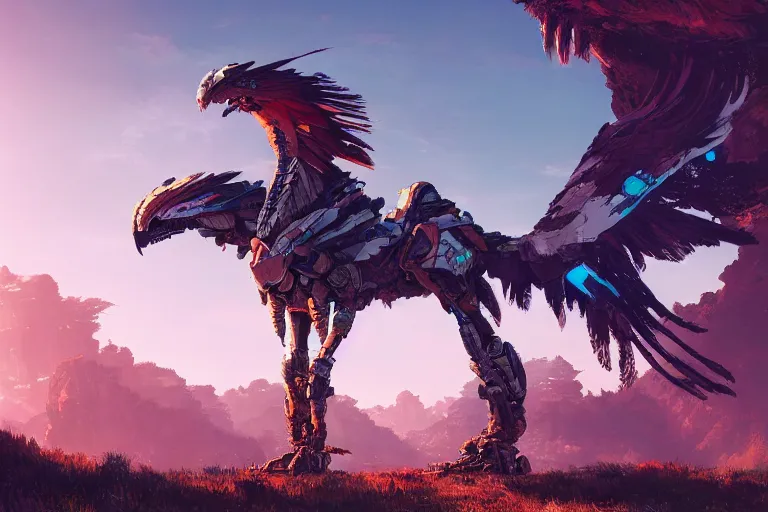 Image similar to glinthawk machine creature robot of horizon forbidden west horizon zero dawn radiating a glowing aura global illumination ray tracing hdr fanart arstation by ian pesty and alena aenami artworks in 4 k