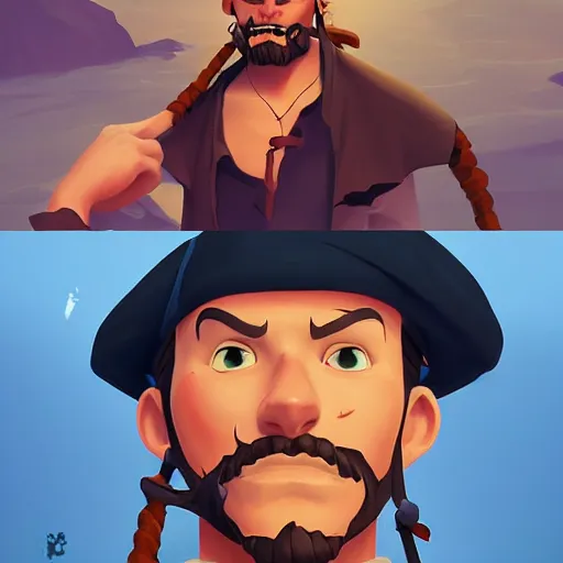 Image similar to painting jack the pirate on sea of thieves game avatar hero smooth face median photoshop filter cutout vector behance hd by jesper ejsing, by rhads, makoto shinkai and lois van baarle, ilya kuvshinov, rossdraws, illustration, art by ilya kuvshinov and gustav klimt