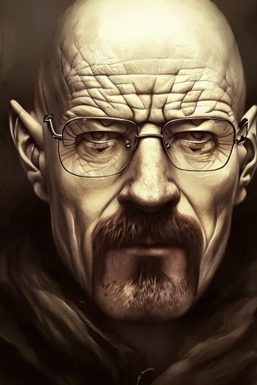 Prompt: character art by bastien lecouffe - deharme, walter white, absolute chad