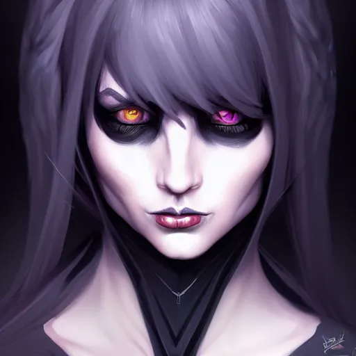 Image similar to dark witch character black colors, highly detailed, digital painting, artstation, concept art, smooth, sharp focus, illustration