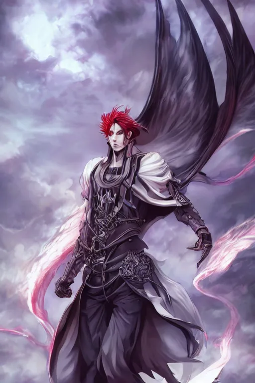 anime full body handsome young demon king man only,, Stable Diffusion