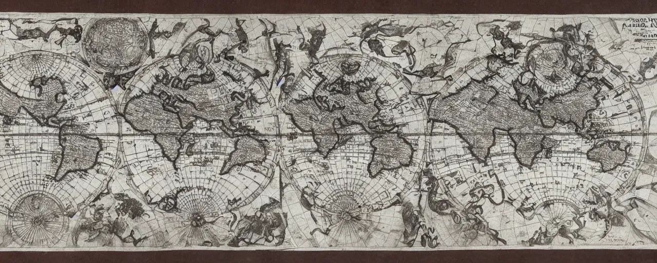 Image similar to highly detailed ancient map of the world, flat earth model, beautiful caligraphy and notations, detailed illustrations, ancient lost artefacts, 3 5 mm film photo