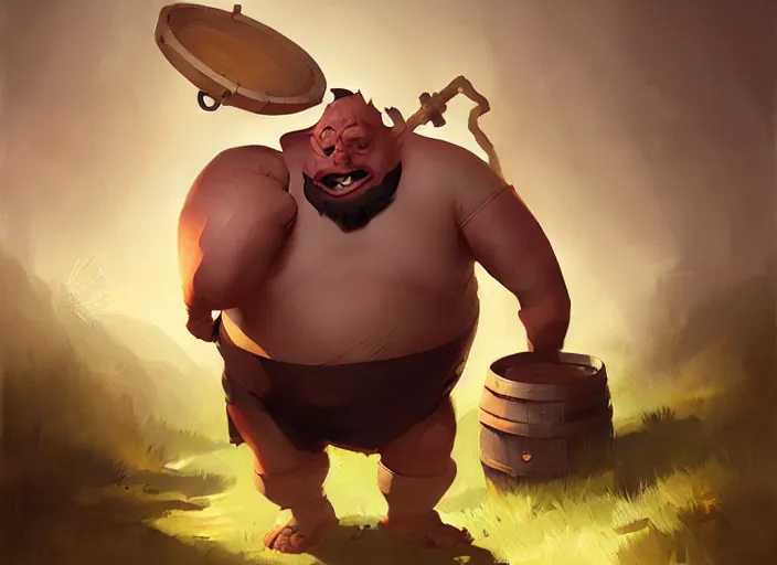 Prompt: gragas with his barrel by greg rutkowski