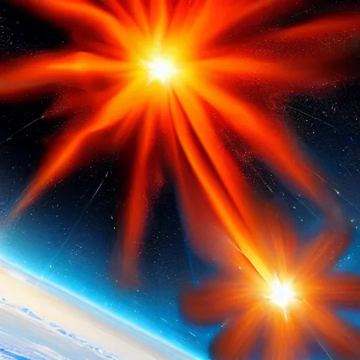 Prompt: orange star explosion in space