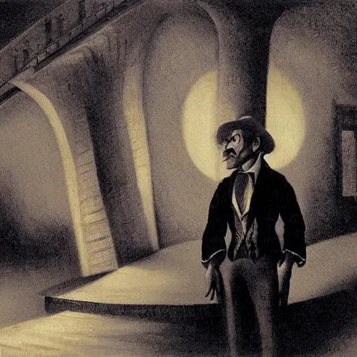 Prompt: thomas hart benton's 1 8 5 6 painting of dracula on the porch of a southern plantation, gazing out on his cotton fields