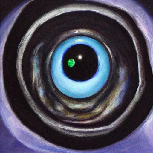 Image similar to A portrait of an eye ball that has legs and hands, dark, blue light, black gradient background, oil painting