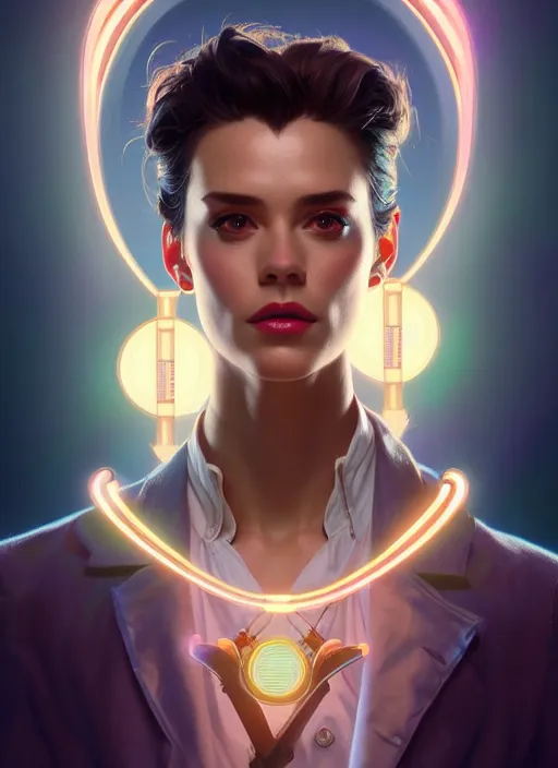 Image similar to symmetry!! portrait of ace ventura pet detective, chemisty, sci - fi, glowing lights!! intricate, elegant, highly detailed, digital painting, artstation, concept art, smooth, sharp focus, illustration, art by artgerm and greg rutkowski and alphonse mucha, 8 k