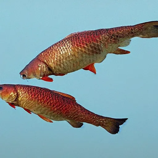 Prompt: carp falling from the sky