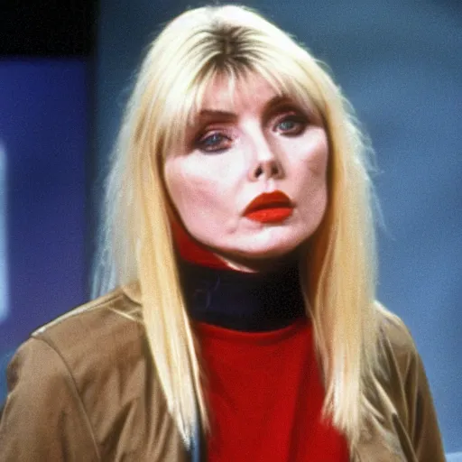 Image similar to high quality still of young Debbie Harry guest starring on the late 1990s TV show That 70s Show