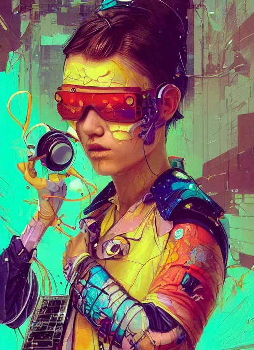 Image similar to beautiful portrait of Lofi cyberpunk Psyduck, by Tristan Eaton, Stanley Artgermm, Tom Bagshaw, Greg Rutkowski, Carne Griffiths. trending on DeviantArt, face enhance, hyper detailed, trending on Artstation, 8k, masterpiece, graffiti paint, fine detail, full of color, intricate detail, golden ratio illustration