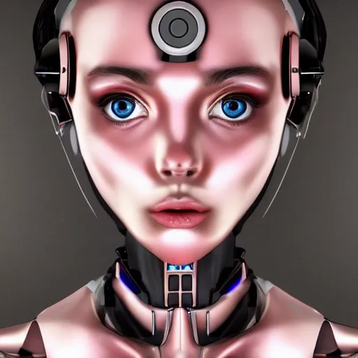 Image similar to girl, robot, cyborg, minerals, beautiful face, 3 d, hyperrealism, anime, 4 k