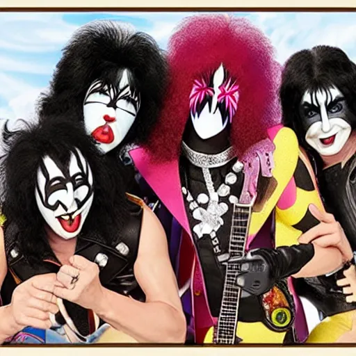 Prompt: the rock band kiss as hersey kisses, 3 d pixar, dreamworks