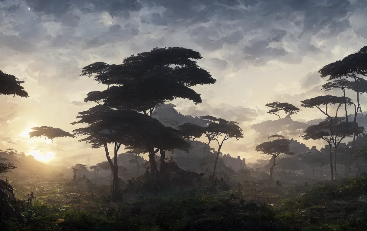 Prompt: A digital painting of a close-up view of wakanda, by Ismail Inceoglu and Caspar David Friedrich, stunning, photorealistic, highly-detailed, 4k, ue5, light effect, rtx on, realistic, cinematic, IMAX quality, trending on artstation