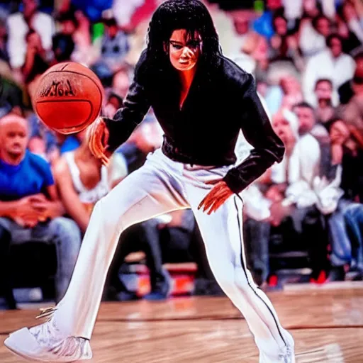 Prompt: “a video game still of Michael Jackson in NBA 2K23, portrait, 40mm lens, shallow depth of field, close up, split lighting, cinematic”