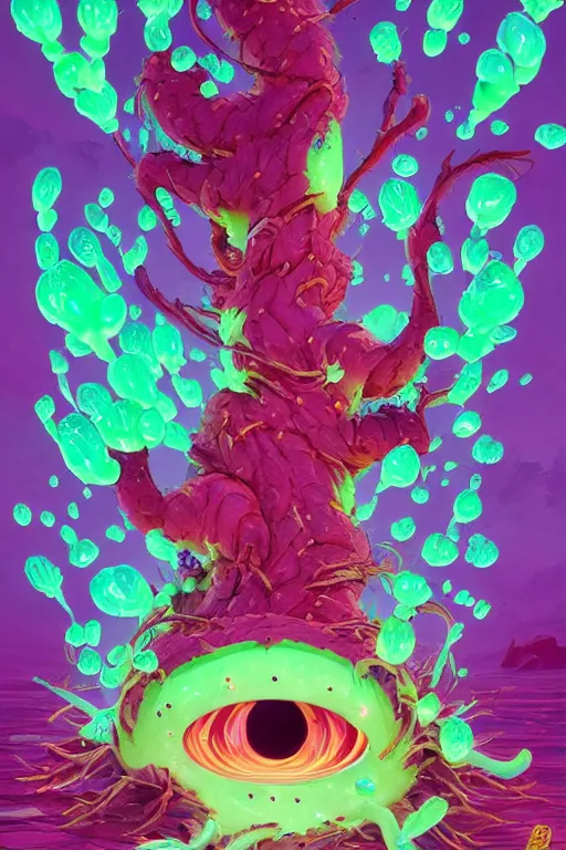 Image similar to roots cactus sushi cristal smurf ghost creature animal sushi cristal very big eye roots cactus elemental flush of force nature micro world fluo fishscale, behance hd by jesper ejsing, by rhads, makoto shinkai and lois van baarle, ilya kuvshinov, rossdraws radiating a glowing aura global illumination ray tracing hdr