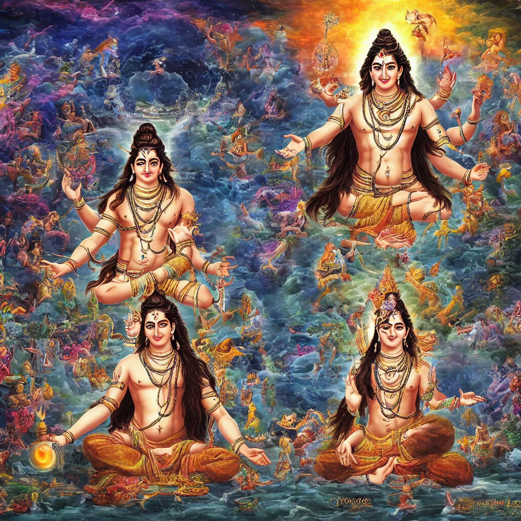 Prompt: lord shiva creating the multiverse, fantasy artwork, high resolution