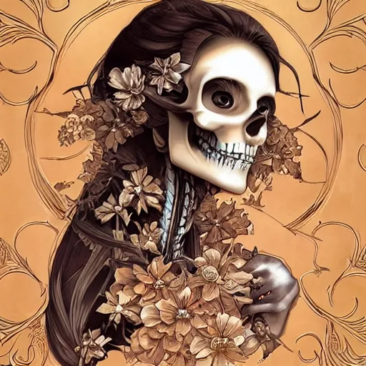 Image similar to anime manga skull portrait young woman angel disney skeleton, intricate, elegant, highly detailed, digital art, ffffound, art by JC Leyendecker and sachin teng